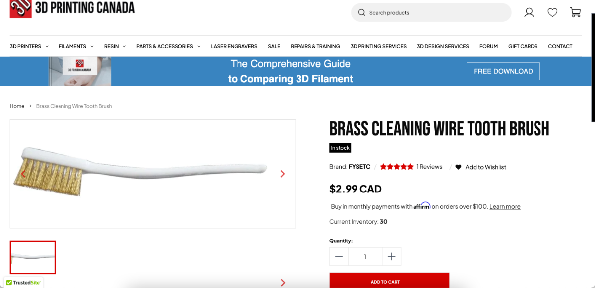 Brushes for cleaning nozzles of 3D printers FFF/FDM.