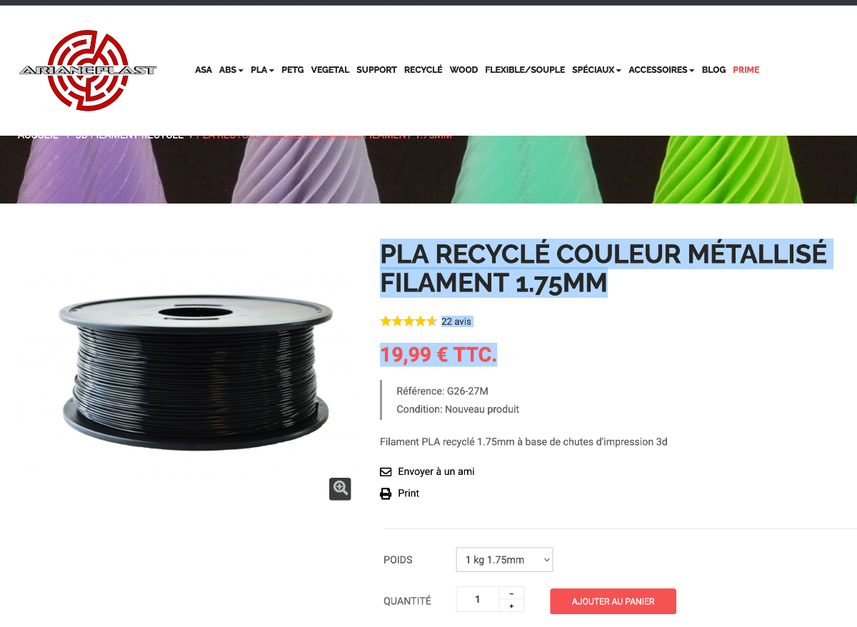 Arianeplast 3D filaments